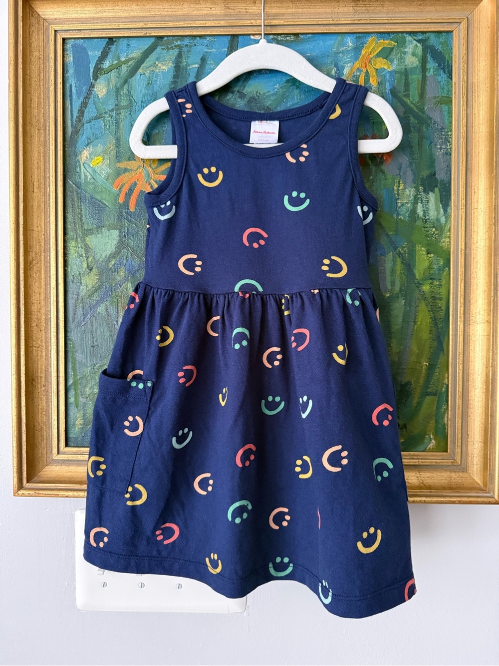 Hanna Andersson Navy Smiley Print Playground Dress